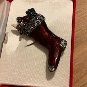 Vintage Lia Sparkling Christmas Stocking Brooch